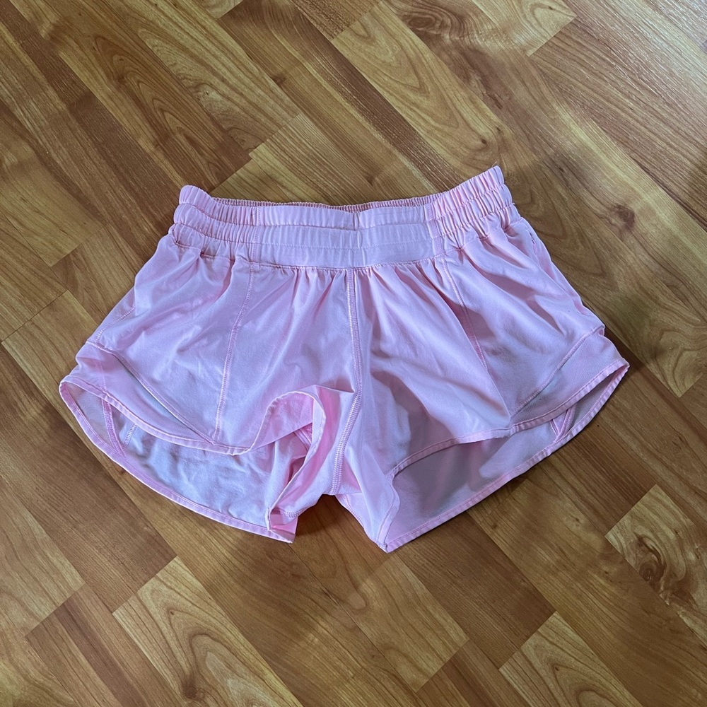 Pale pink lululemon hotty hot shorts 2.5
